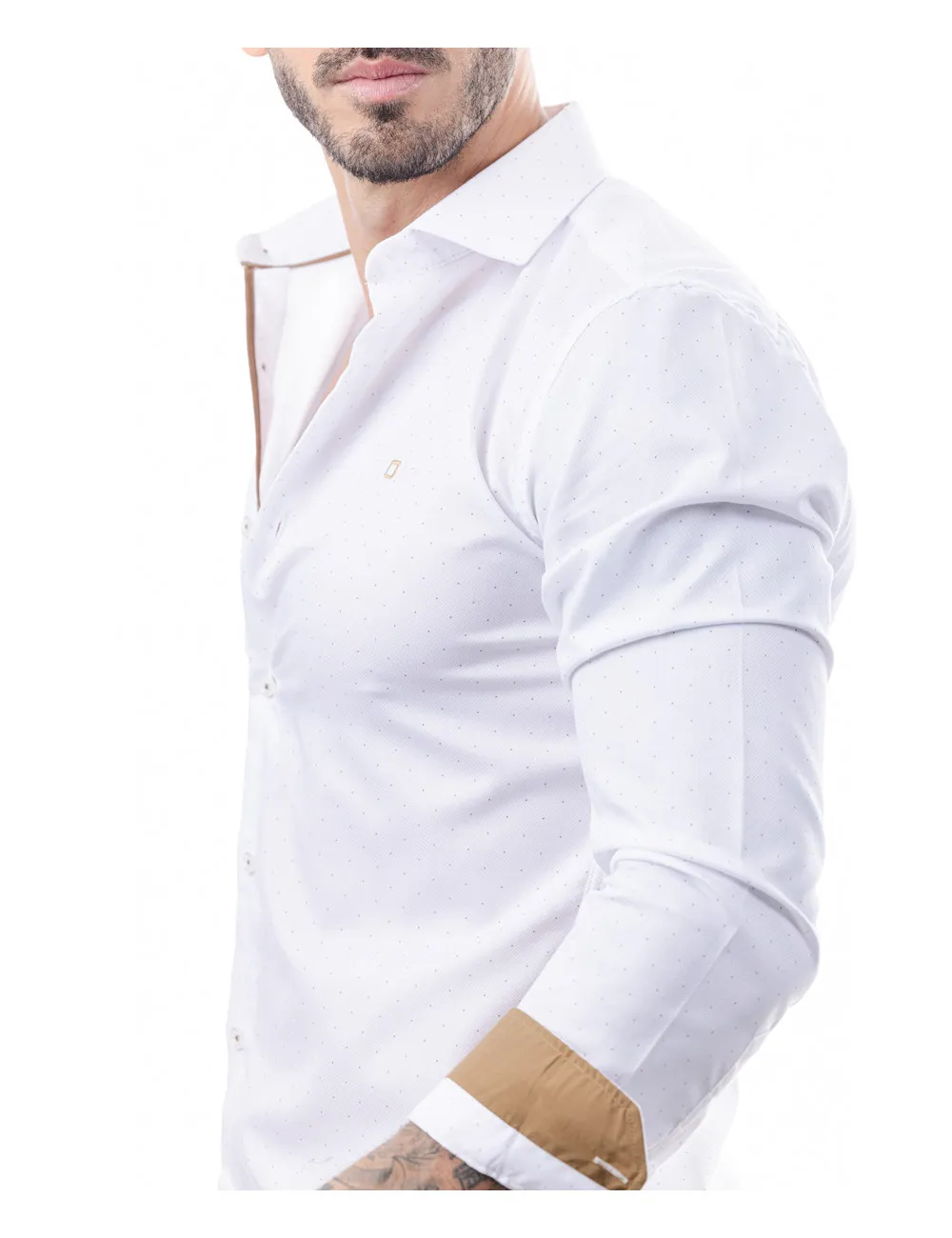 8990 CAMISA ESTRUCTURA ESTAMPADO MICRO TOPO