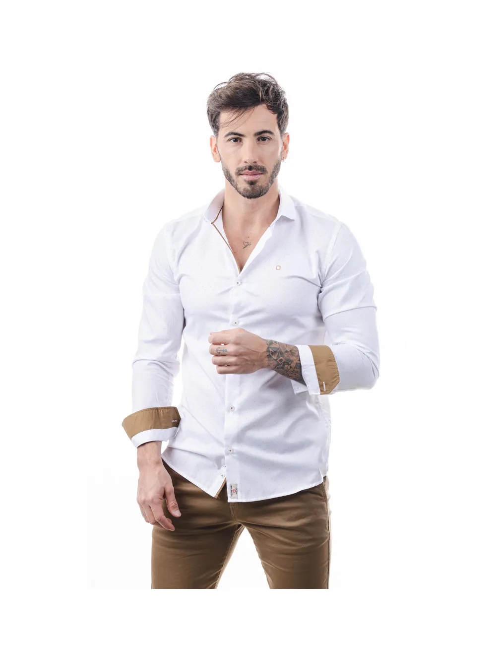 8990 CAMISA ESTRUCTURA ESTAMPADO MICRO TOPO