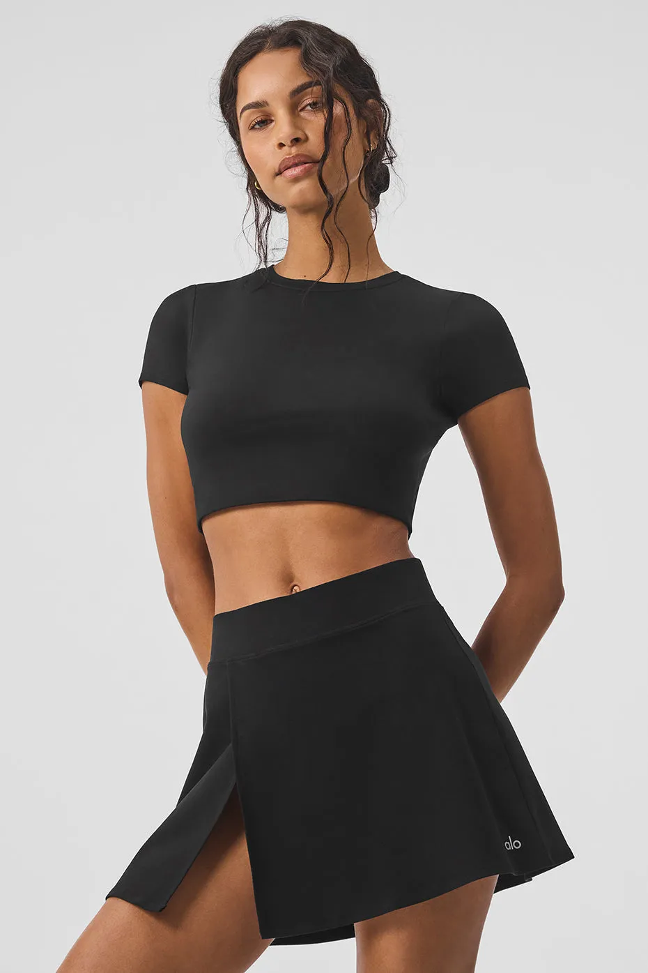 Alosoft Cropped Backspin Short Sleeve - Black