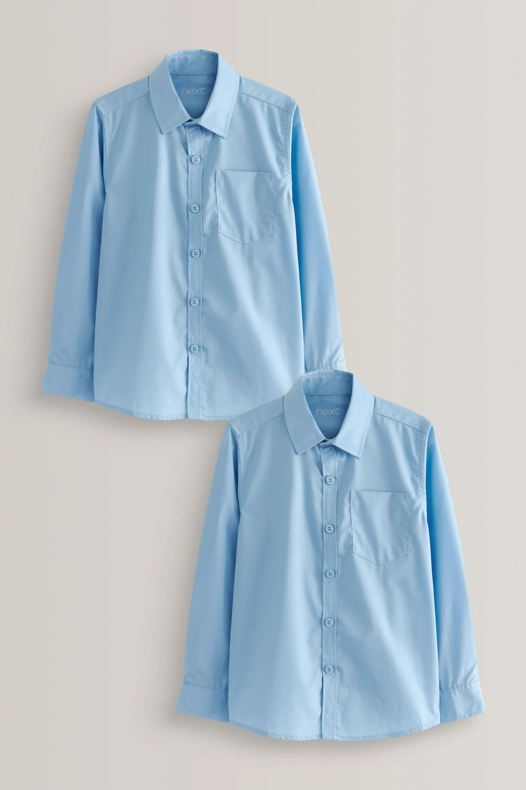 Azul - Pack de 2 camisas escolares formales de manga larga (3-17 años)