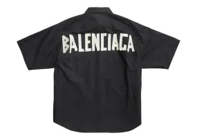 Balenciaga Tape Type Short Sleeve Shirt Black White