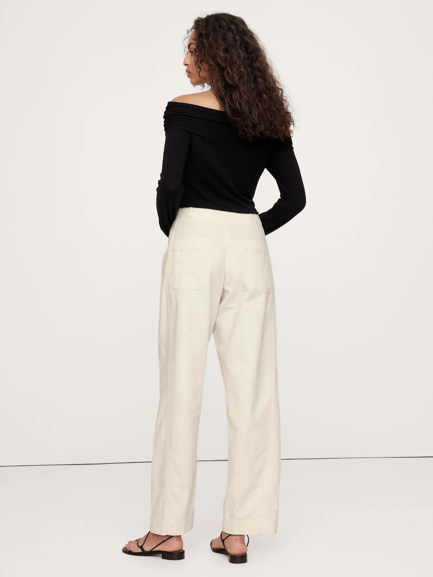 BANANA REPUBLIC PANTALÓN MUJER MID-RISE BARREL-LEG UTILITY