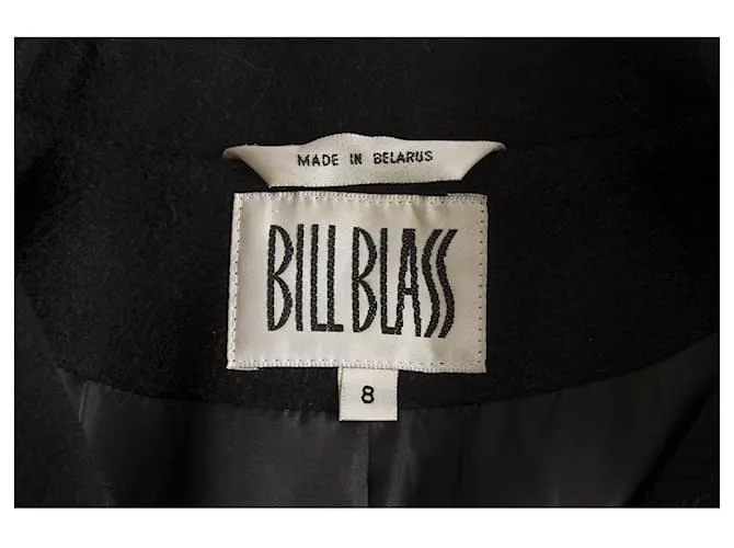 Bill Blass Lana de angora negra A Line Clásico Abrigo de invierno cálido tamaño 8 Negro 