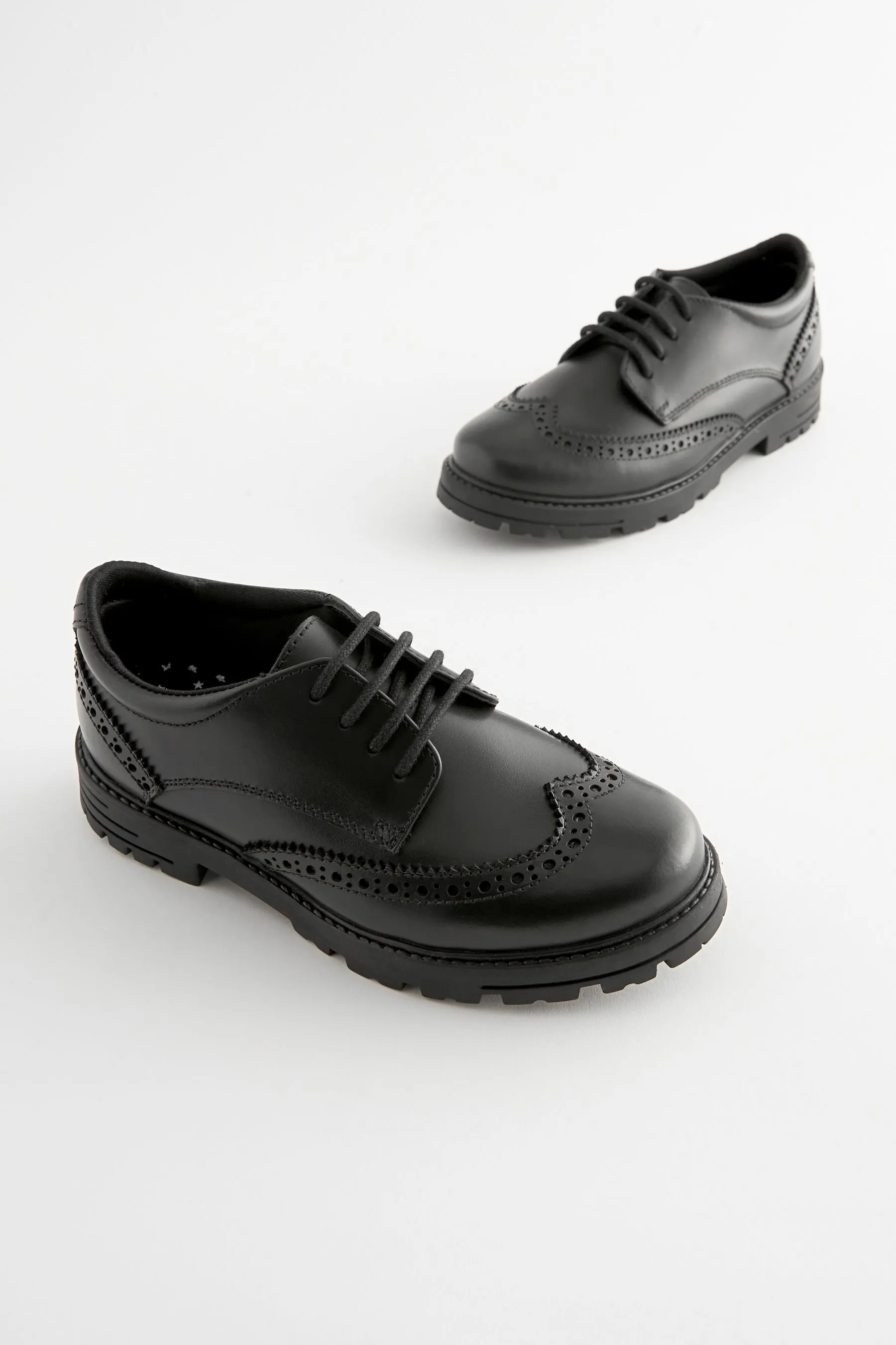 Black Matt - Zapatos Oxford escolares de cordones gruesos de cuero