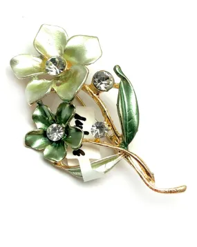 BROCHES DE MUJER DE BISUTERIA CON BONITAS FLORES VERDES