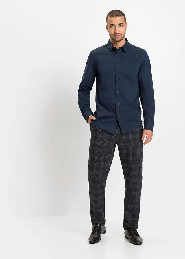 Camisa elástica, slim fit Azul marino