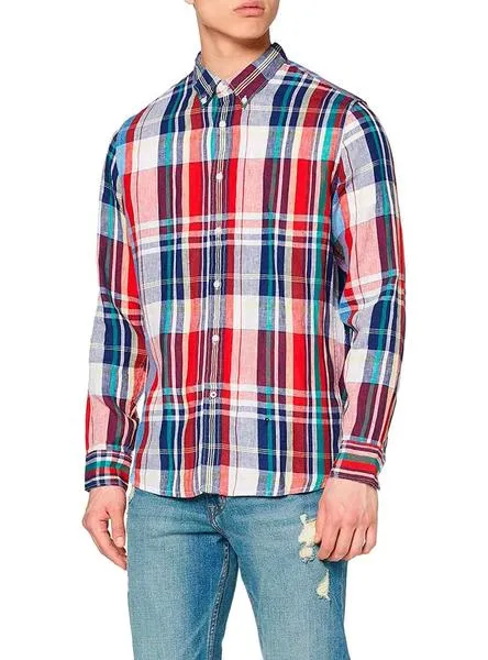 camisa pepe jeans davon rojo para hombre