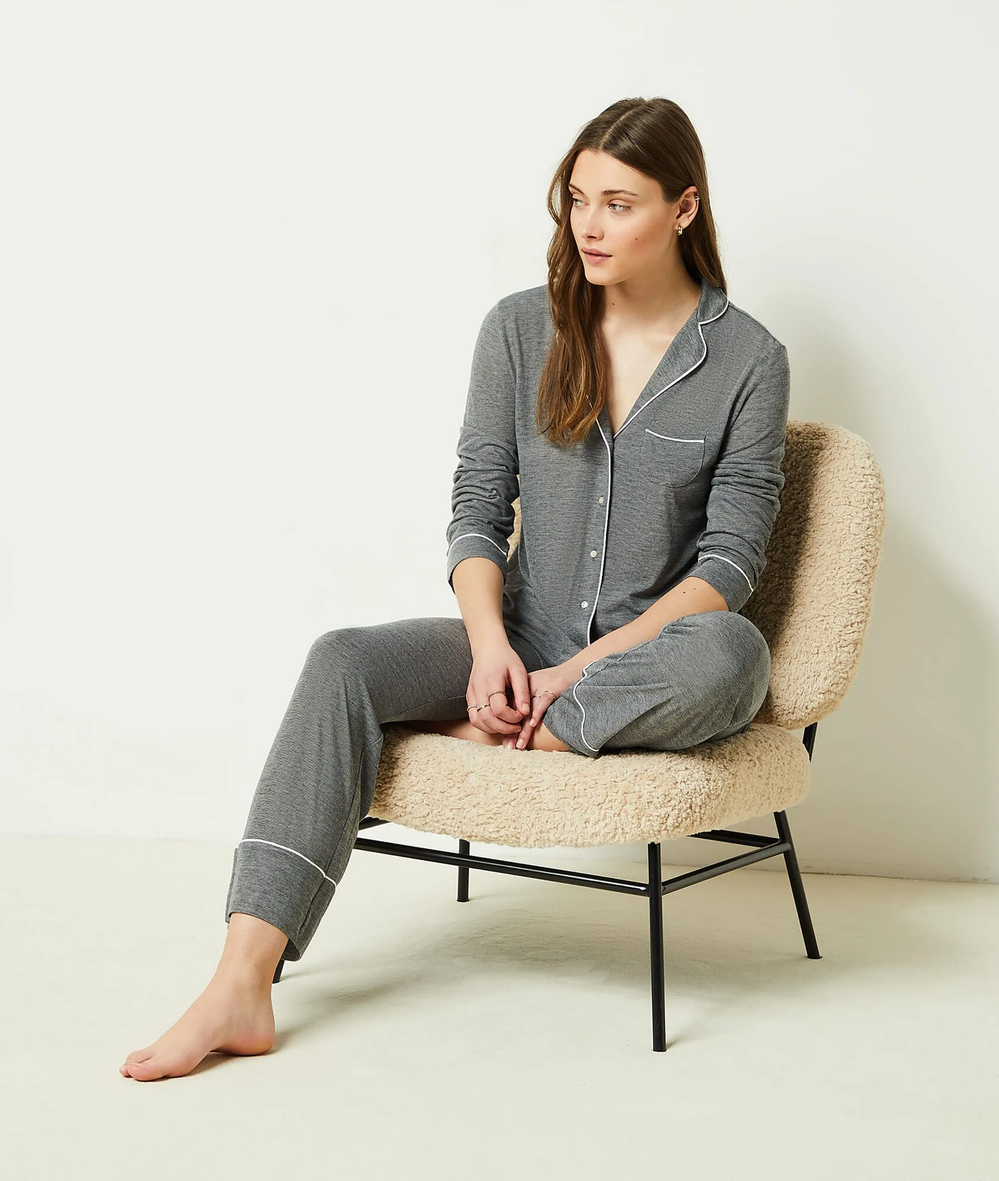 Camisa pijama lisa WARM DAY GRIS - ETAM