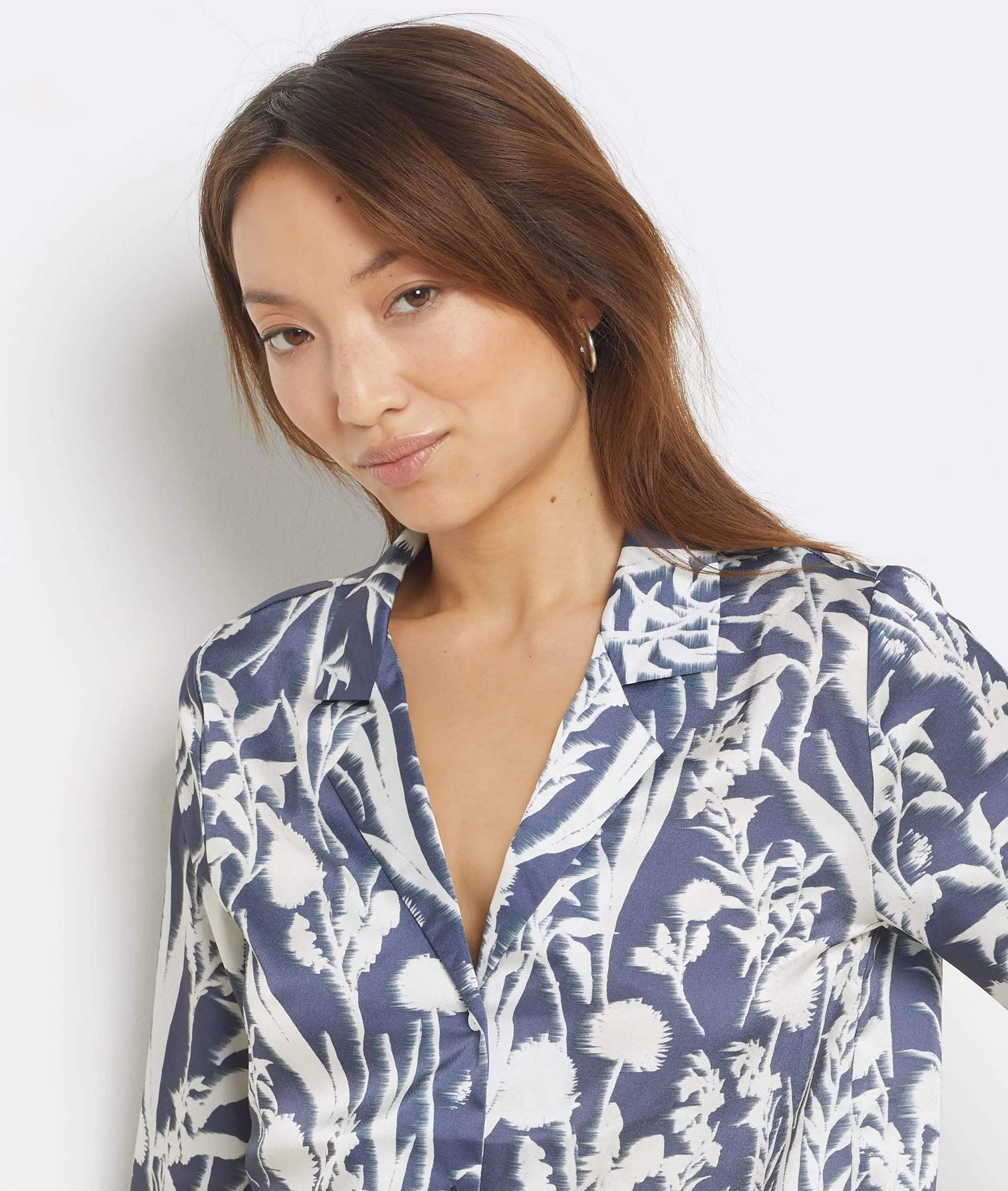 Camisa pijama satén estampado floral FIORE ANTHRACITE - ETAM