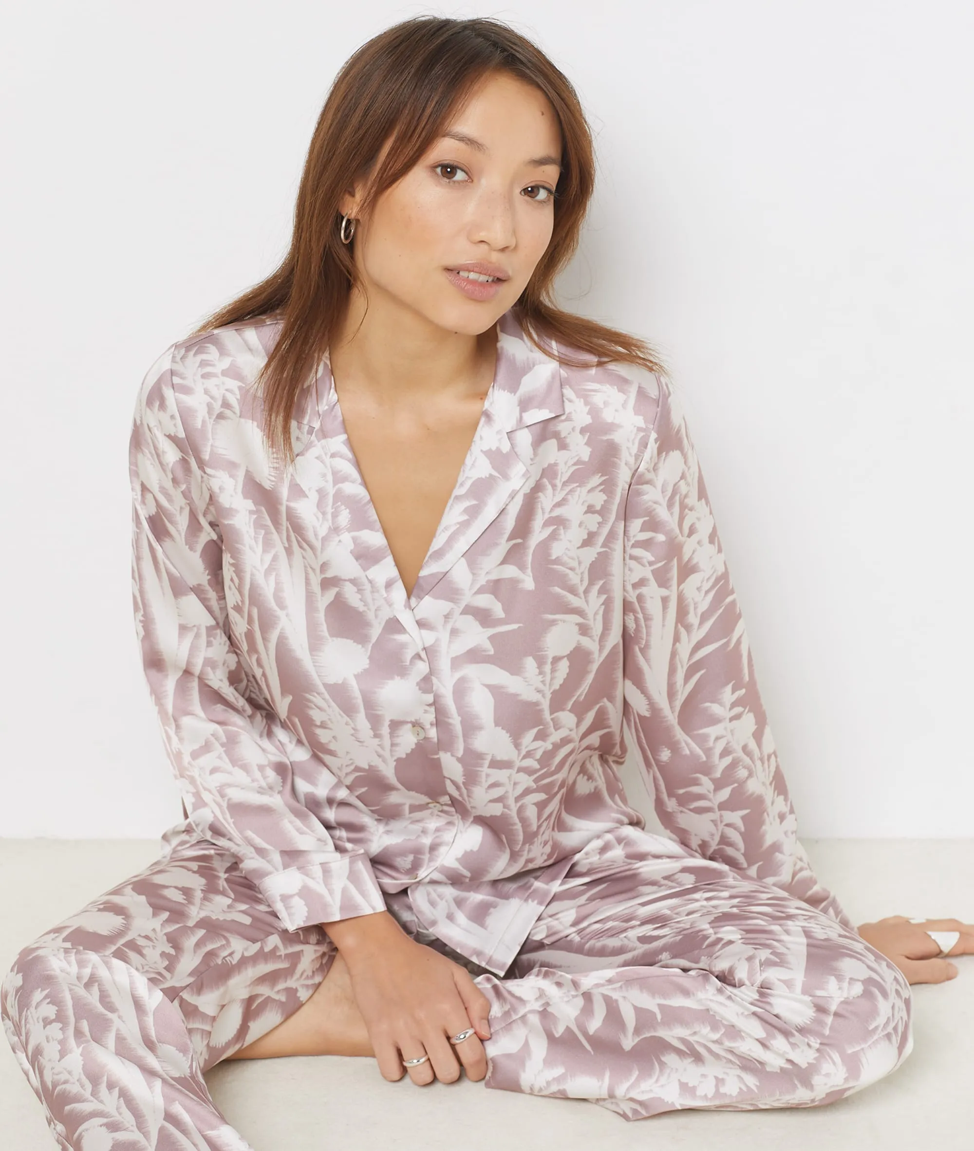 Camisa pijama satén estampado floral FIORE IMP FOND ROSE - ETAM