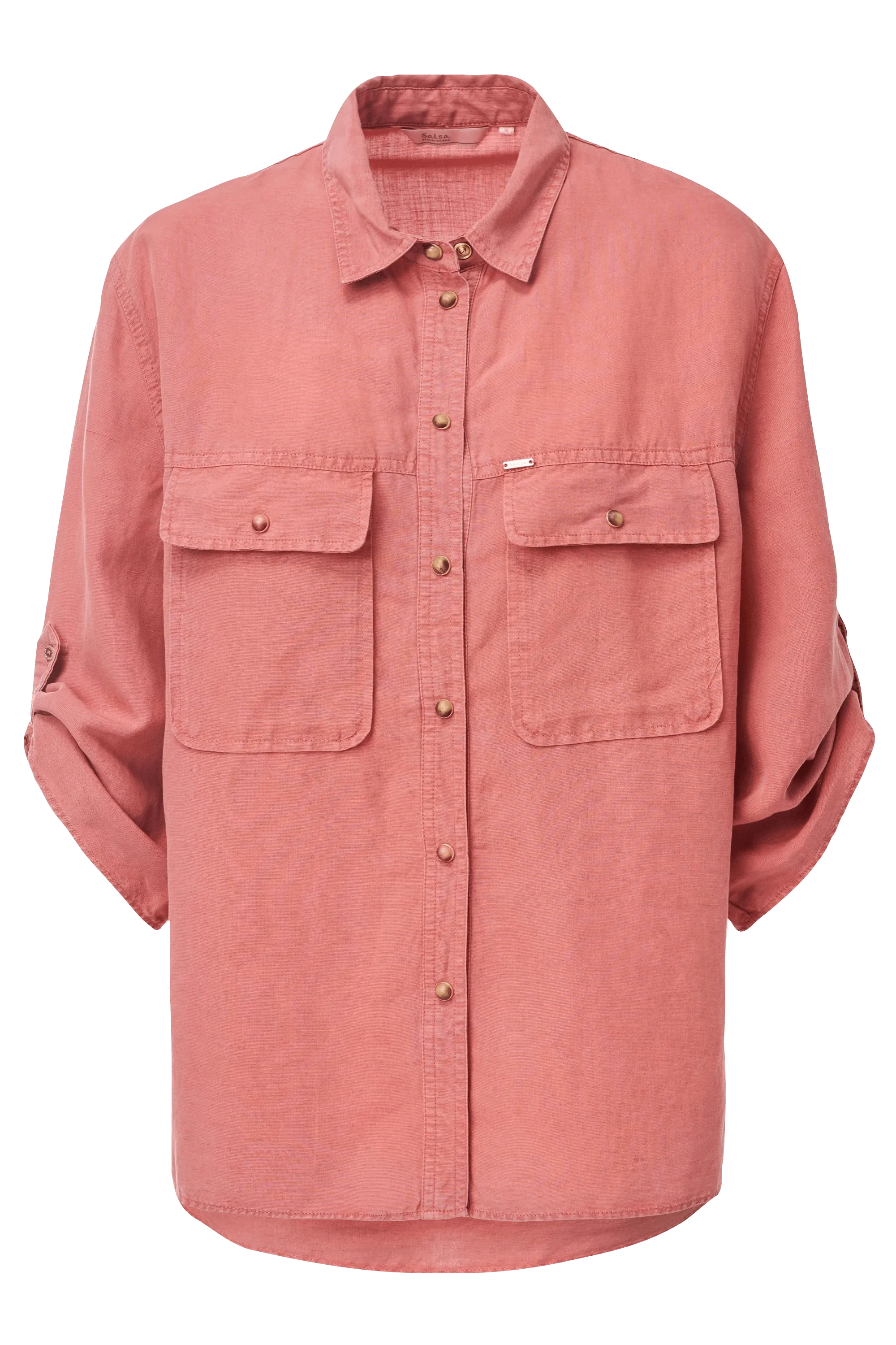 Camisa rosa de tencel con bolsillos