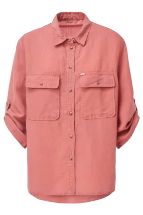 Camisa rosa de tencel con bolsillos