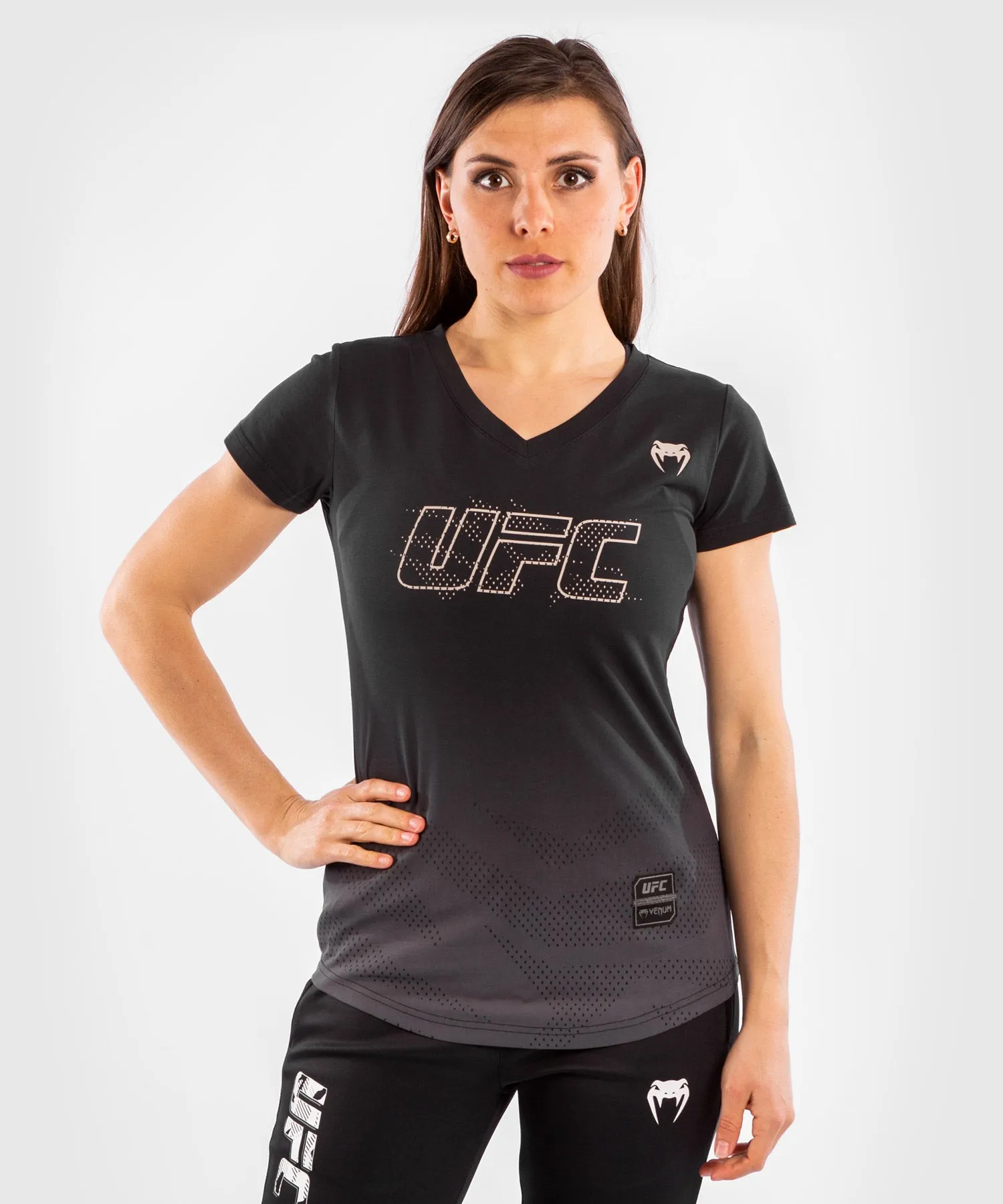 Camiseta De Algodón Manga Corta Para Mujer UFC Venum Authentic Fight Week - Negro