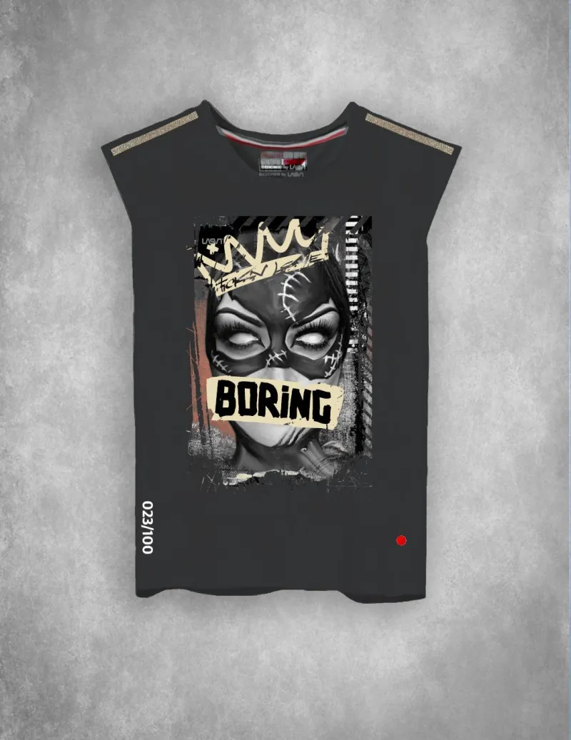 Camiseta de mujer BORING negro