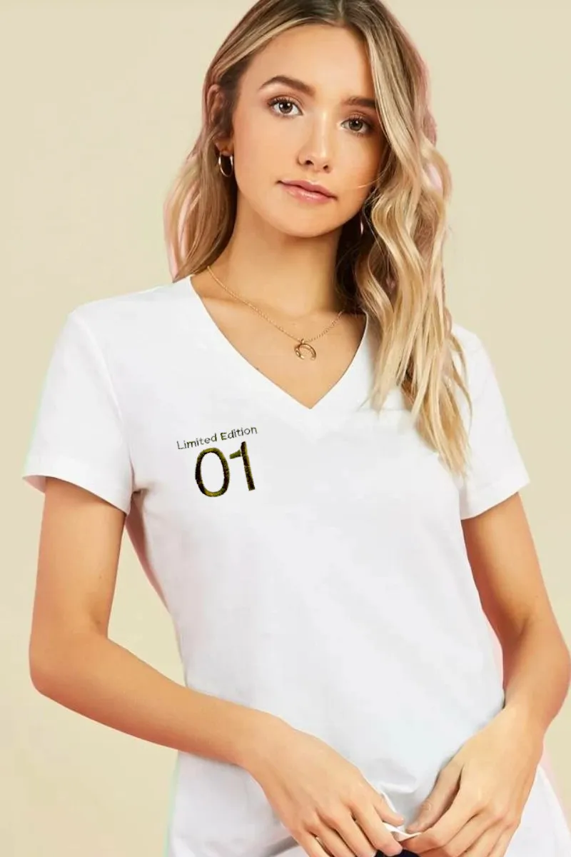 Camiseta de mujer cuello pico GUARD TWO Blanca