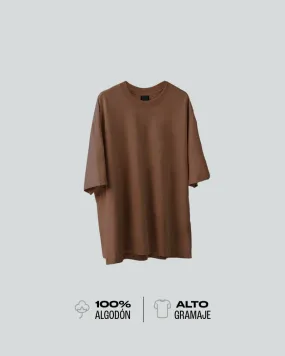 Camiseta Para Hombre Oversize Básica Café Oscuro