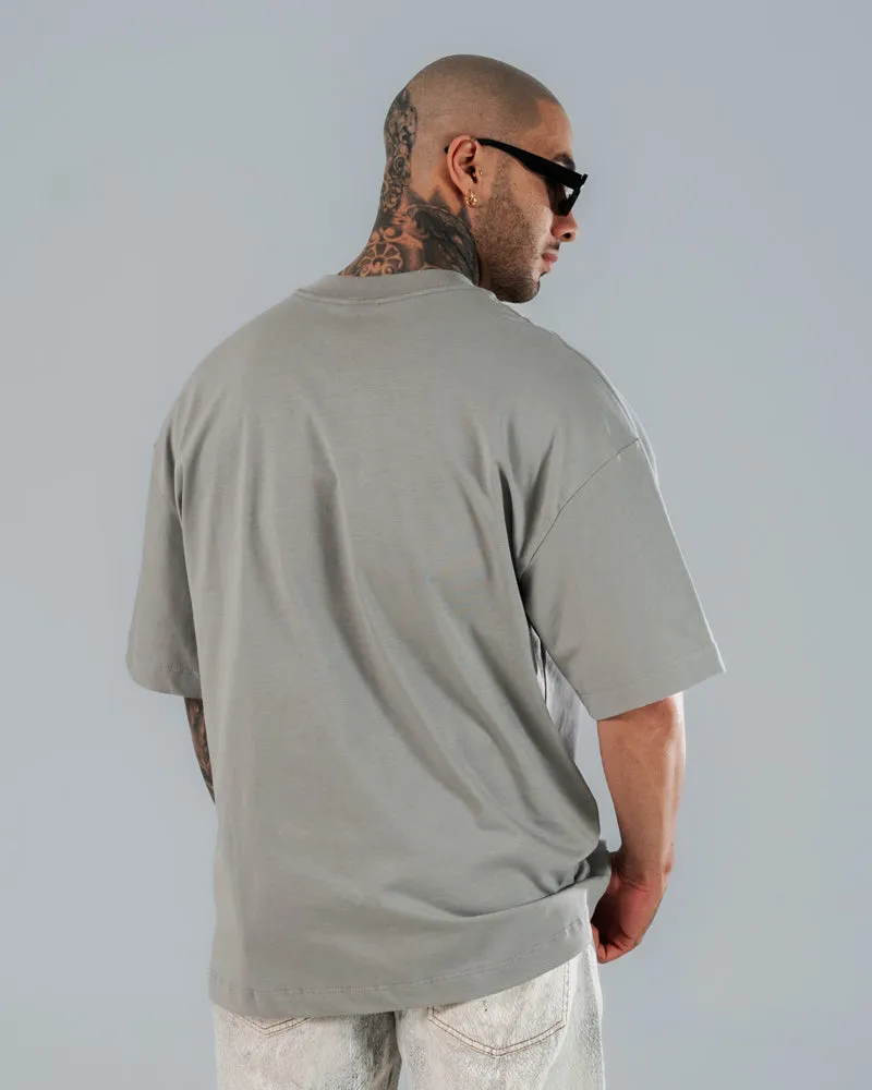 Camiseta Para Hombre Oversize Gris Cemento Angel Chicano