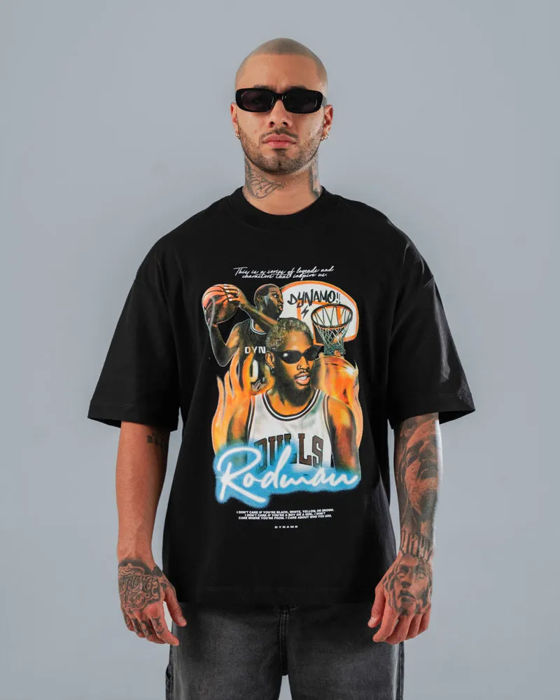 Camiseta Para Hombre Oversize Negra Rodman