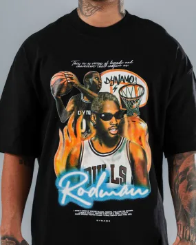 Camiseta Para Hombre Oversize Negra Rodman