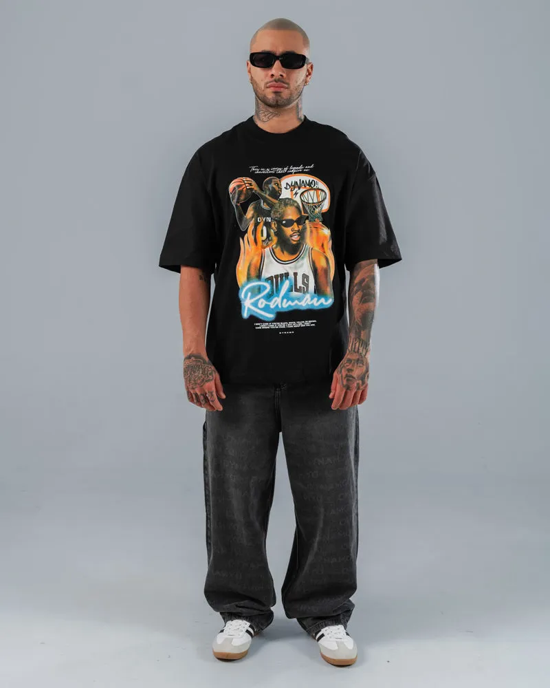 Camiseta Para Hombre Oversize Negra Rodman