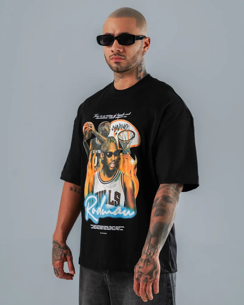 Camiseta Para Hombre Oversize Negra Rodman