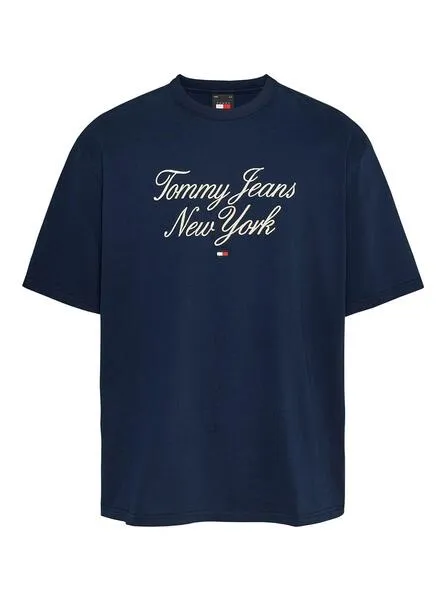 Camiseta Tommy Jeans Over Serif Marino Para Hombre