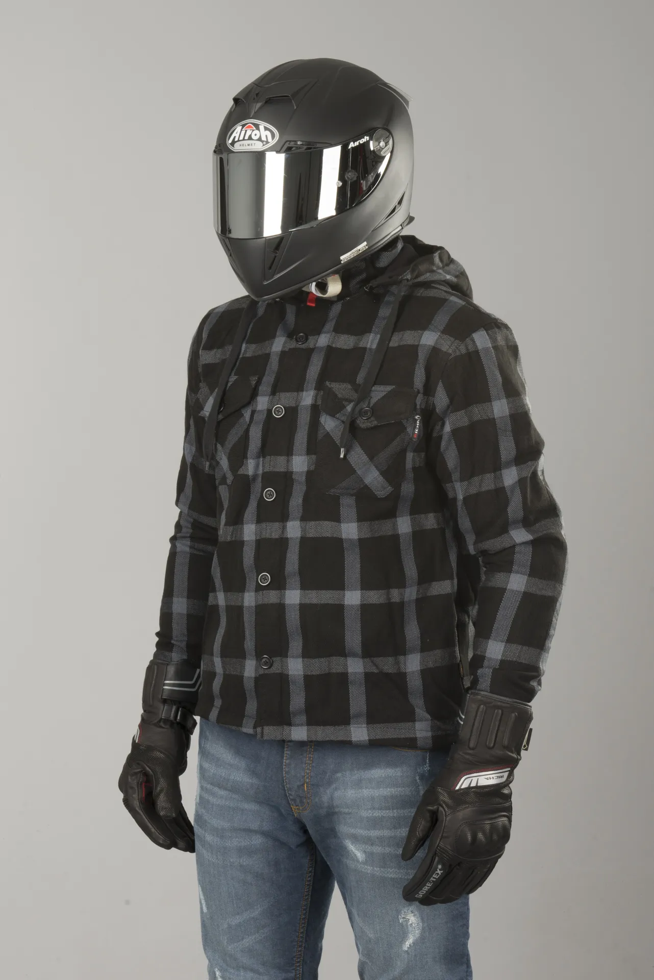 Chaqueta con capucha de Moto Richa Lumber Negro-Gris