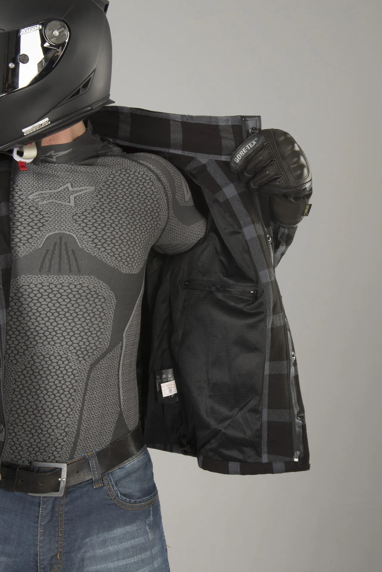 Chaqueta con capucha de Moto Richa Lumber Negro-Gris