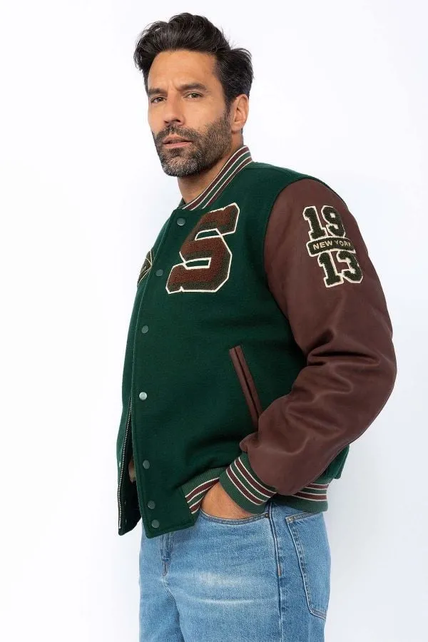 Chaqueta Hombre Schott Lcteddybd2 Green/Cordovan