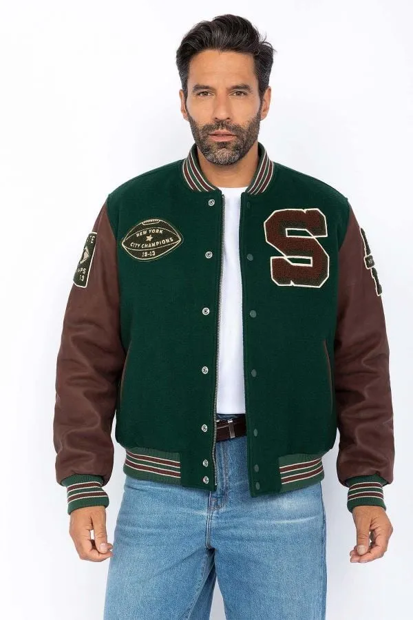 Chaqueta Hombre Schott Lcteddybd2 Green/Cordovan