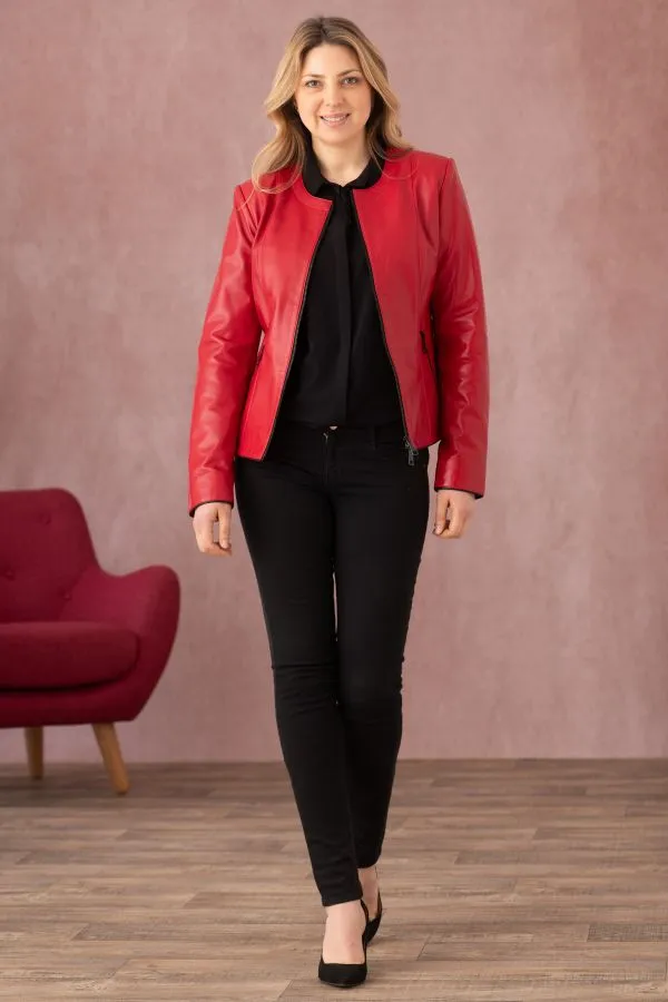 Chaqueta Mujeres Cityzen Noolita Agneau Perle Rouge/Noir