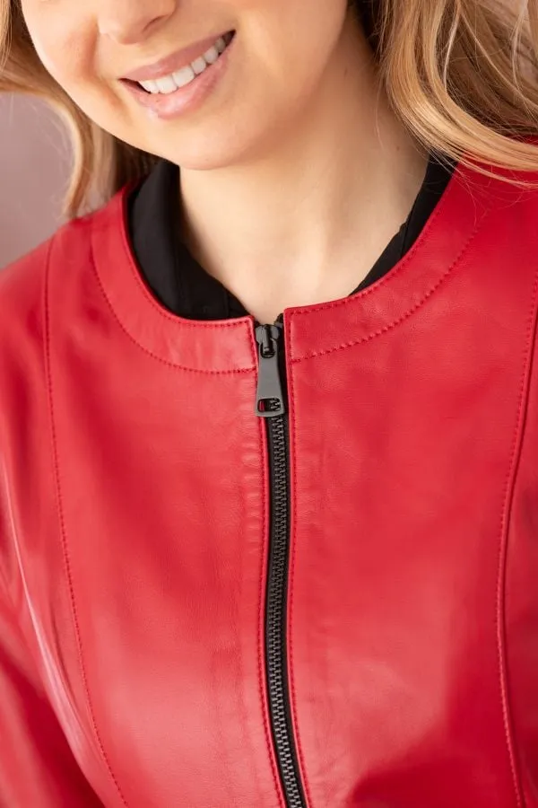 Chaqueta Mujeres Cityzen Noolita Agneau Perle Rouge/Noir