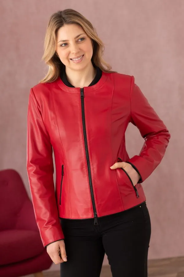 Chaqueta Mujeres Cityzen Noolita Agneau Perle Rouge/Noir