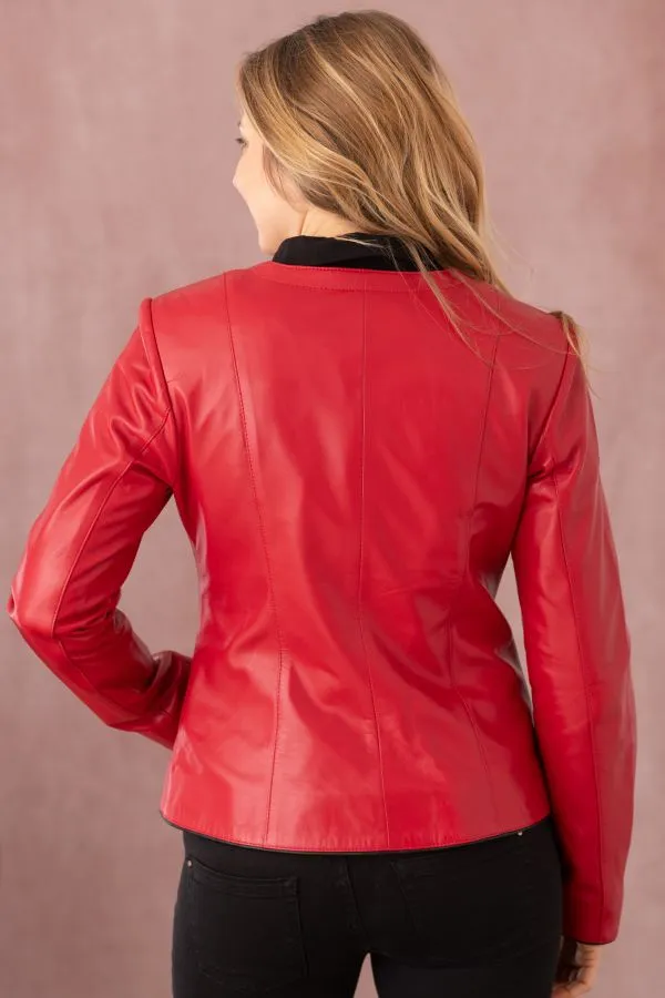 Chaqueta Mujeres Cityzen Noolita Agneau Perle Rouge/Noir