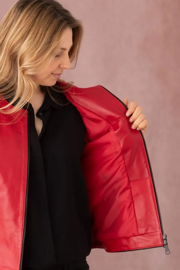 Chaqueta Mujeres Cityzen Noolita Agneau Perle Rouge/Noir