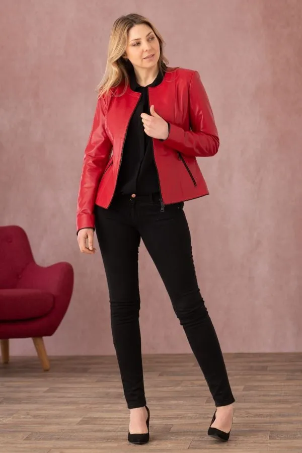 Chaqueta Mujeres Cityzen Noolita Agneau Perle Rouge/Noir