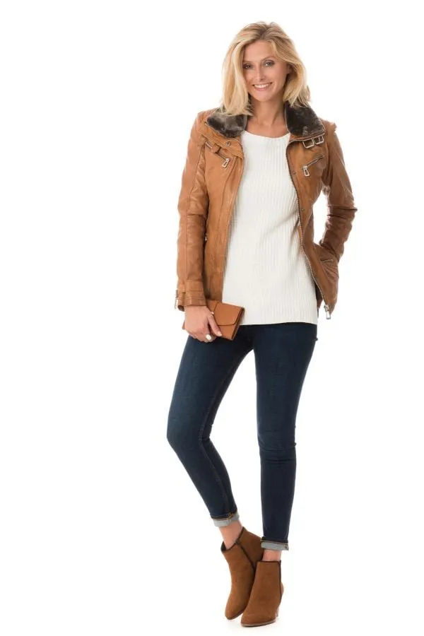 Chaqueta Mujeres Rose Garden Gemma Sheep Aosta Cognac Zz