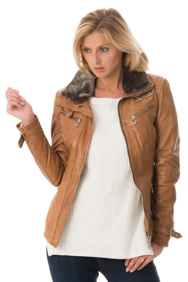 Chaqueta Mujeres Rose Garden Gemma Sheep Aosta Cognac Zz