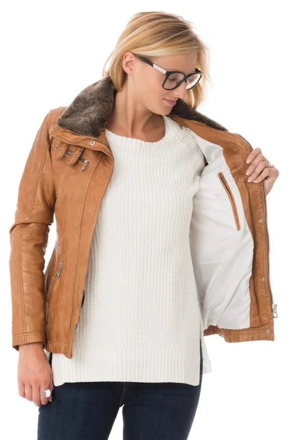 Chaqueta Mujeres Rose Garden Gemma Sheep Aosta Cognac Zz