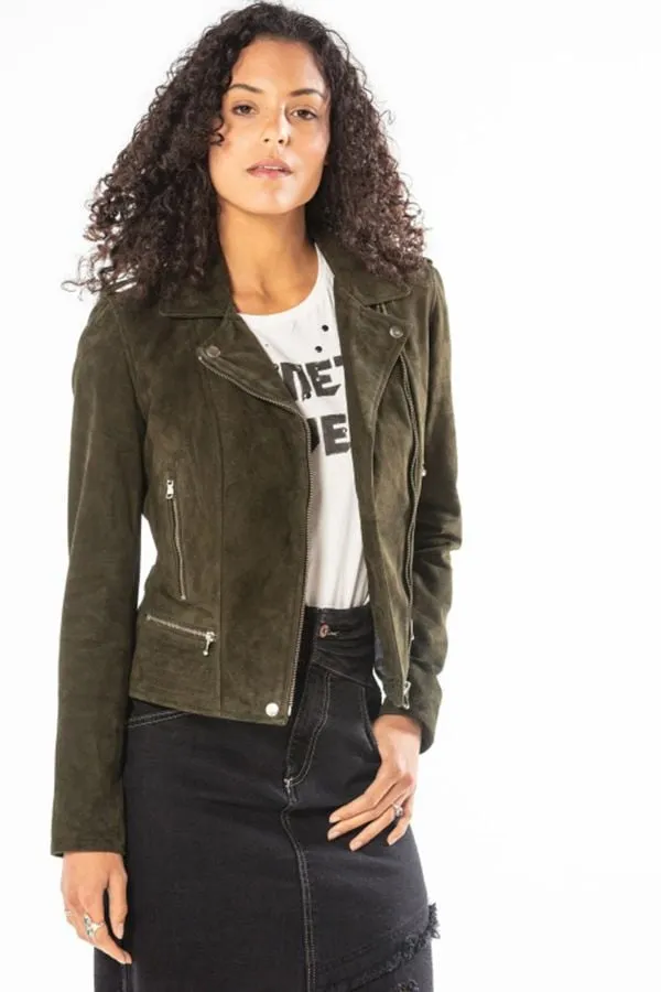 Chaqueta Mujeres Rose Garden Vela Goat Suede Khaki