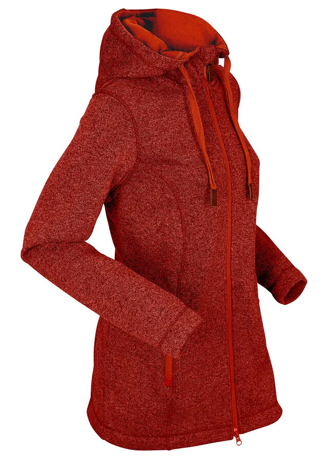 Chaqueta polar con capucha Rojo castaño jaspeado