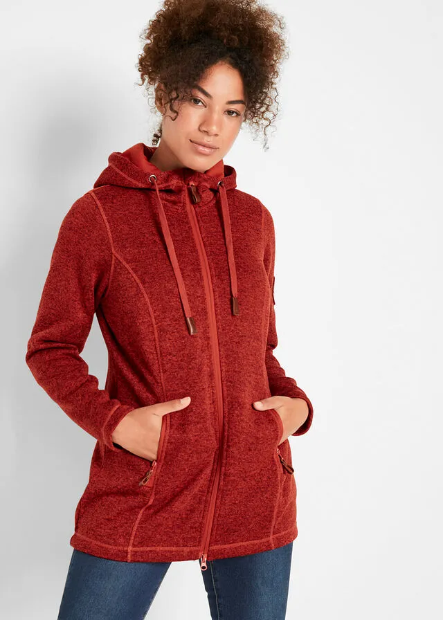 Chaqueta polar con capucha Rojo castaño jaspeado