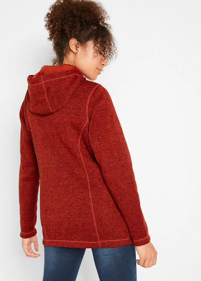 Chaqueta polar con capucha Rojo castaño jaspeado