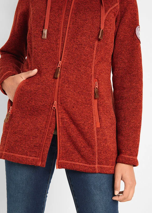 Chaqueta polar con capucha Rojo castaño jaspeado