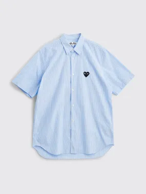 Comme des Garçons Play Small Heart Short Sleeve Shirt Stripe Light Blue