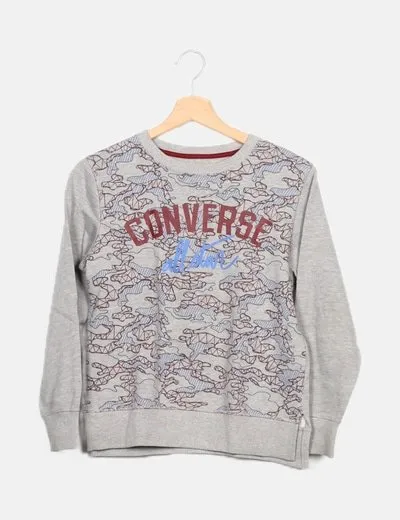 Converse Sudadera gris estampada