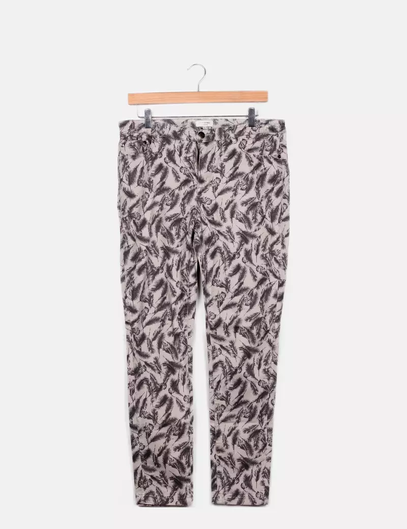 Cortefiel Pantalón gris estampado