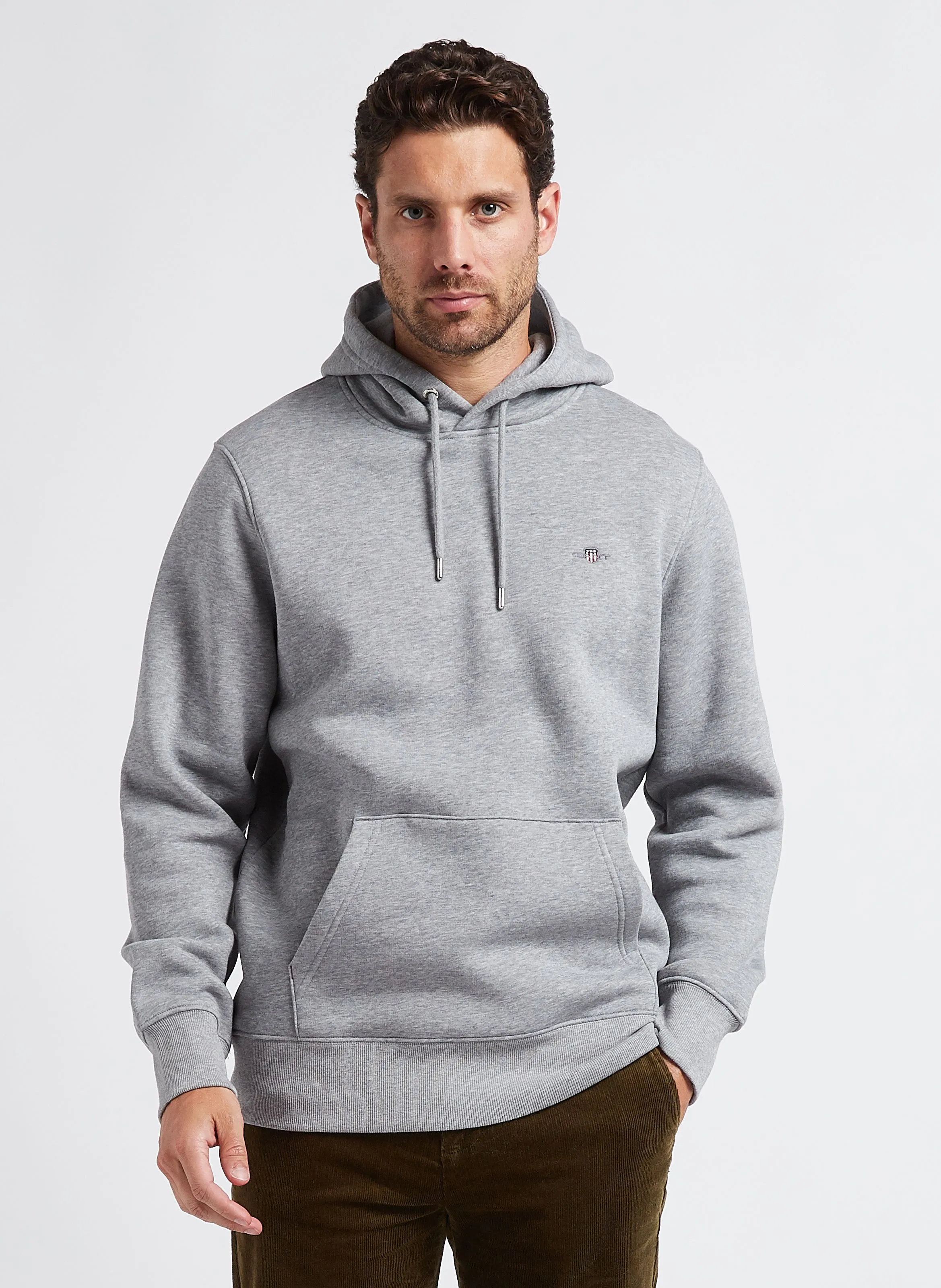 GANT Sudadera regular fit de mezcla de algodón con capucha en gris