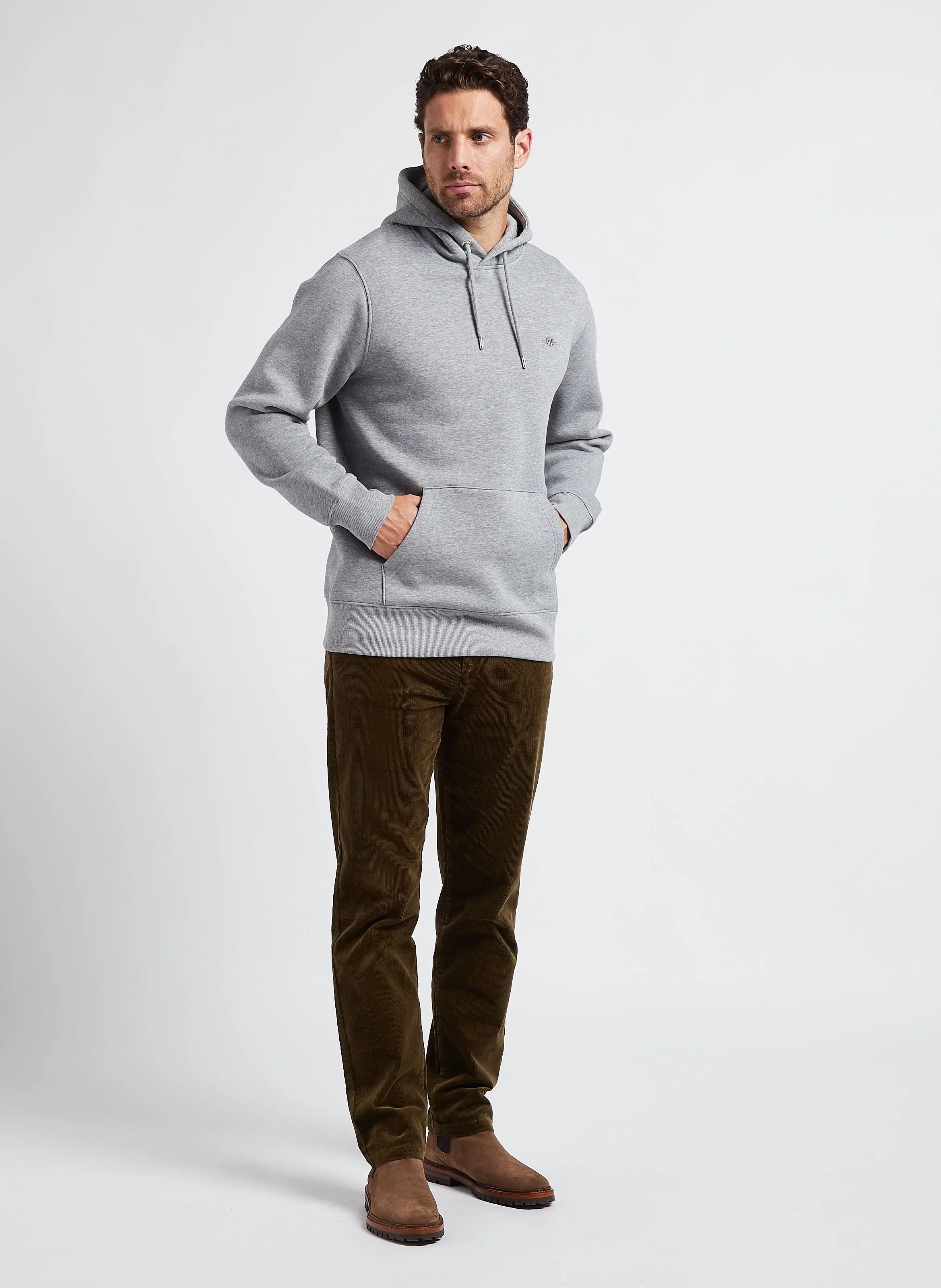 GANT Sudadera regular fit de mezcla de algodón con capucha en gris