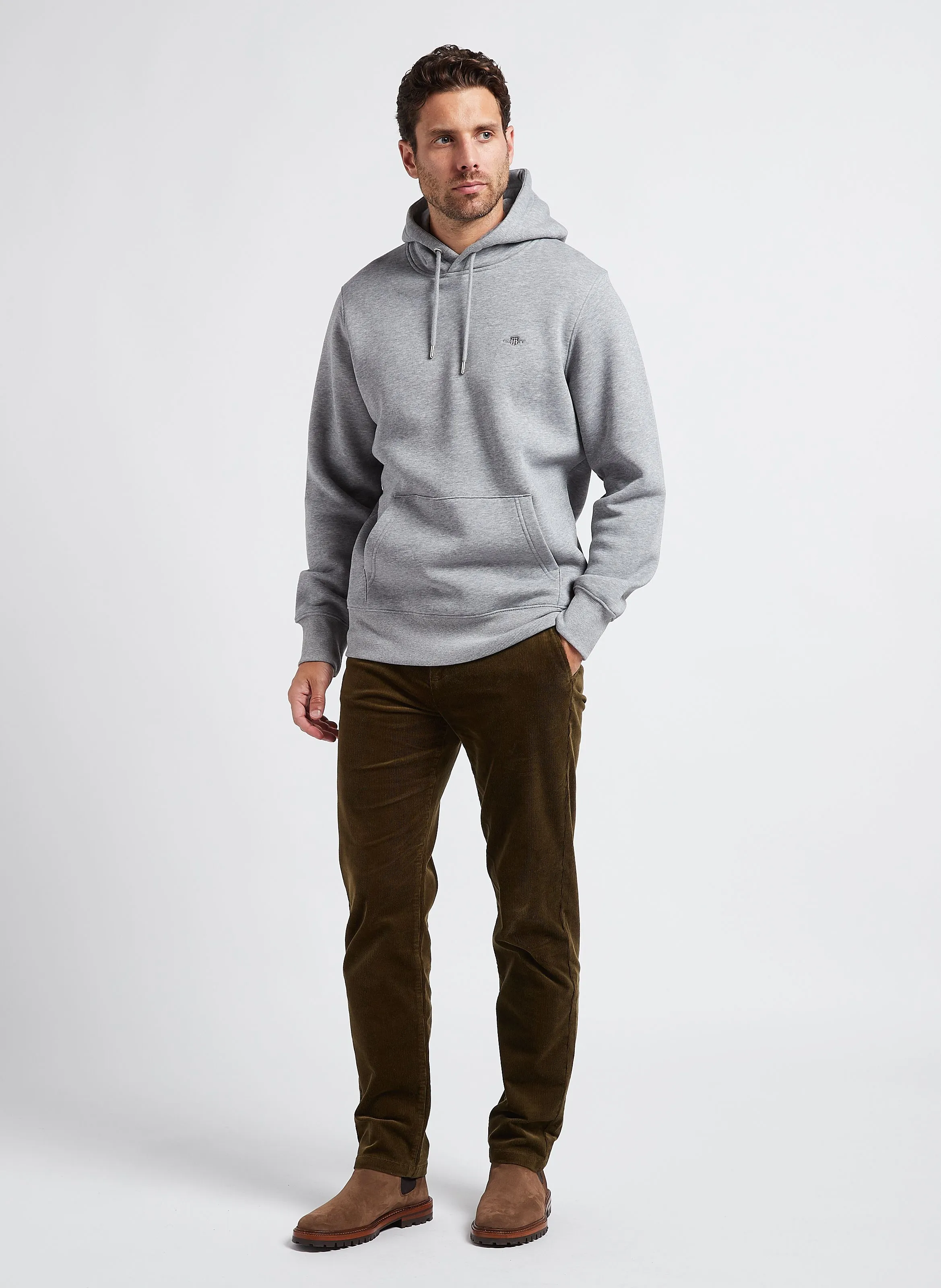 GANT Sudadera regular fit de mezcla de algodón con capucha en gris